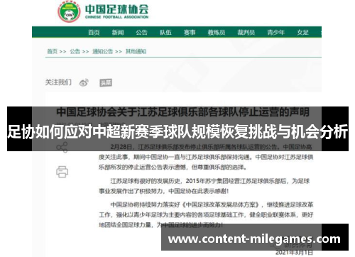 足协如何应对中超新赛季球队规模恢复挑战与机会分析