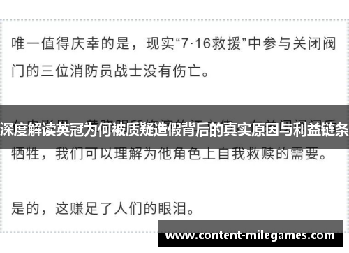 深度解读英冠为何被质疑造假背后的真实原因与利益链条